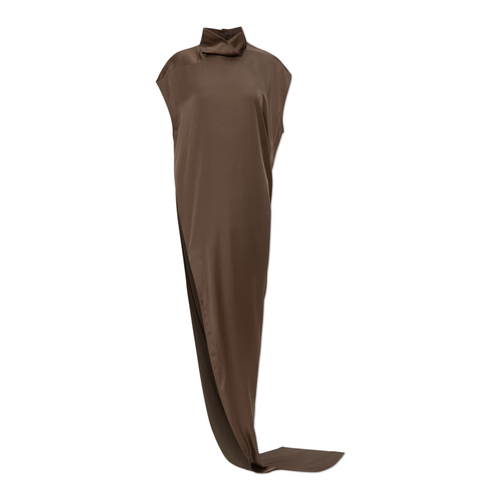 Rick Owens Edfu High Neck Asymmetric Dress Brown Dames