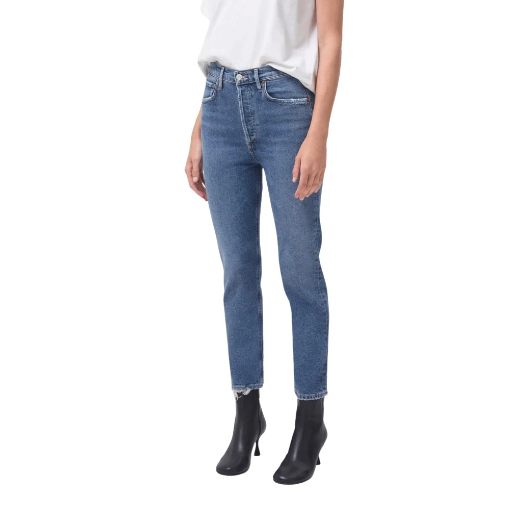 Agolde High Rise Straight Crop Jeans in Silence Blue Dames