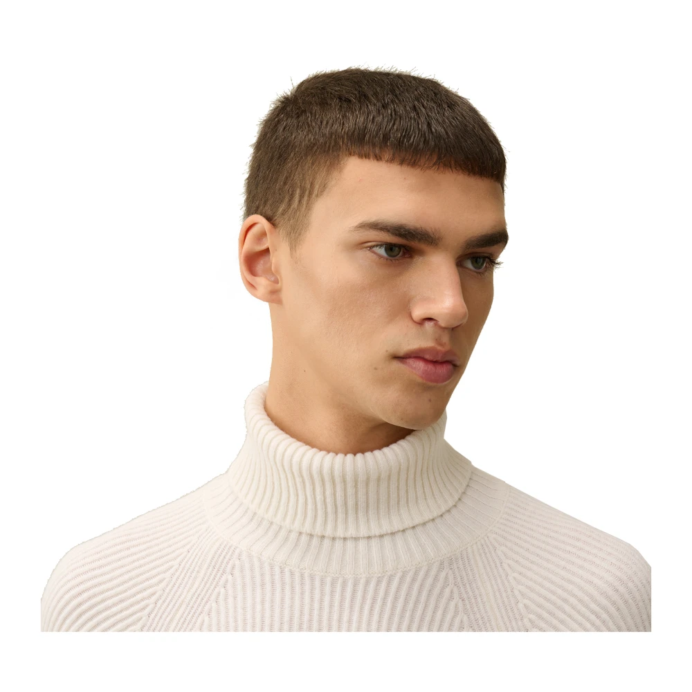 C.P. Company Lamswol Trui met Geribbelde Kraag White Heren
