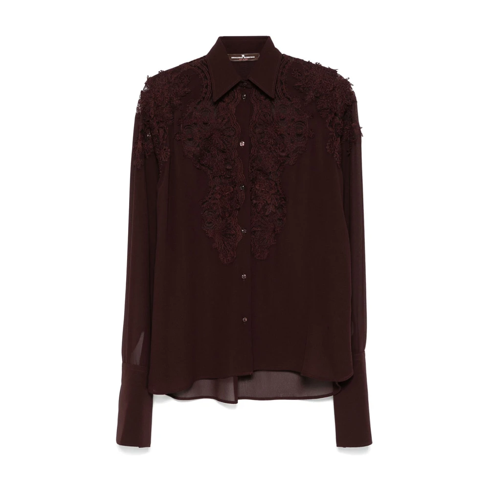Ermanno Scervino Casual Katoenen Overhemd in Blauw Brown Dames