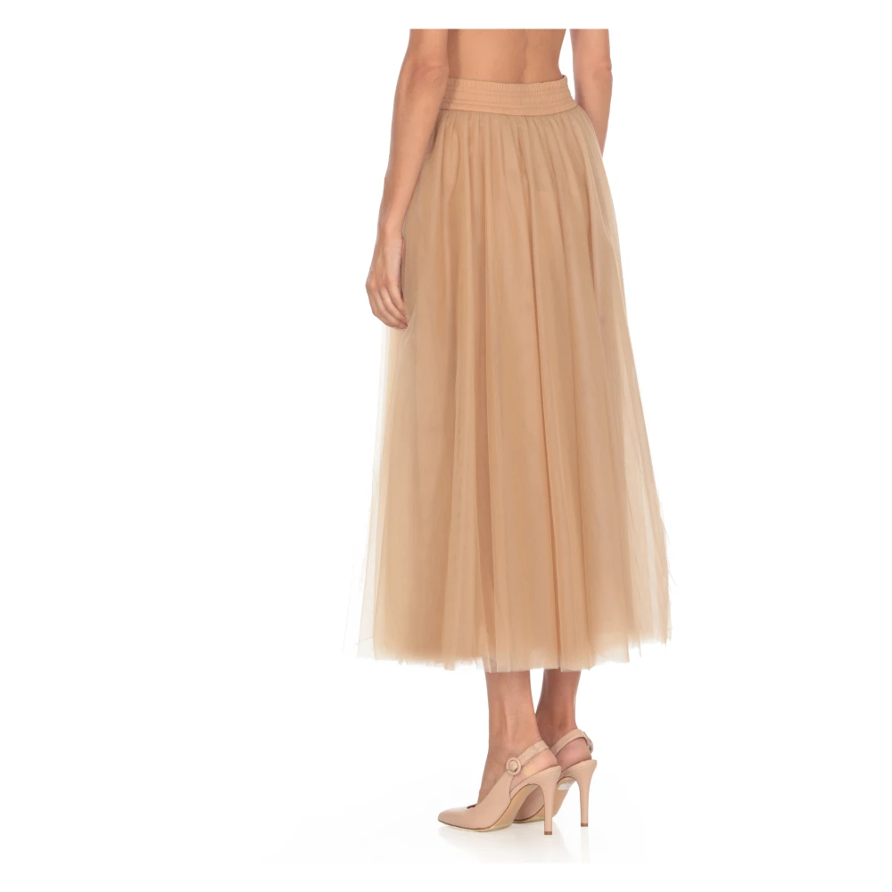 Fabiana Filippi Beige Tule Rok Elastische Taille Wijd Beige Dames