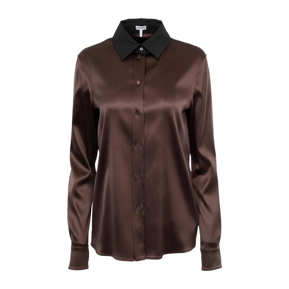 Loewe Zijden overhemd met lange mouwen Brown Dames