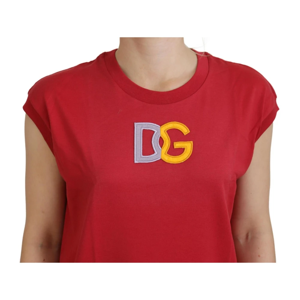 Dolce & Gabbana Rode Mouwloze Tank Top T-Shirt Red Dames