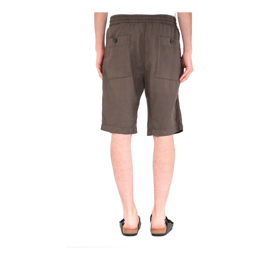 Paolo Pecora Linnen trekkoordshorts Made in Italy Brown Heren