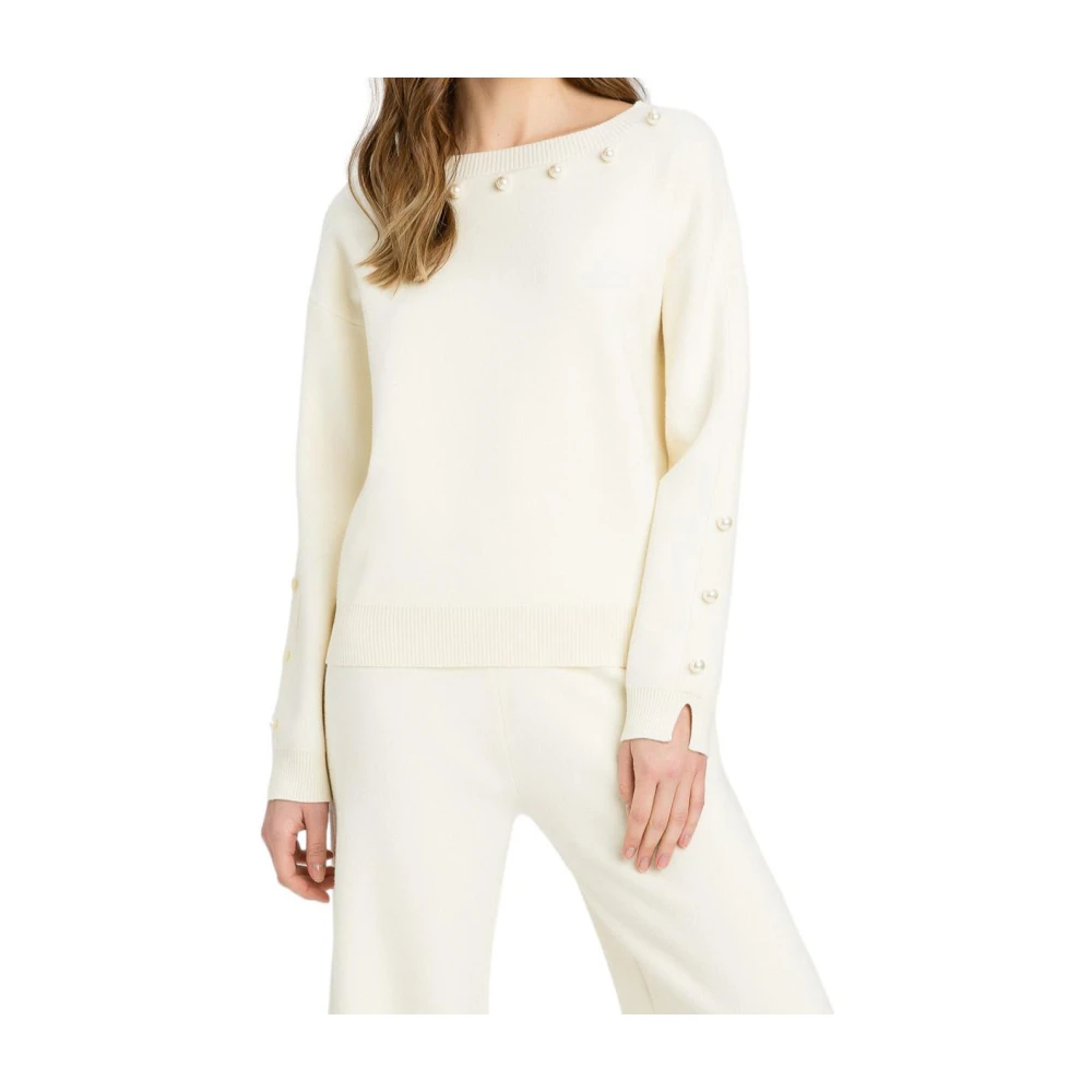 Twinset Gebreide top met parels White Dames