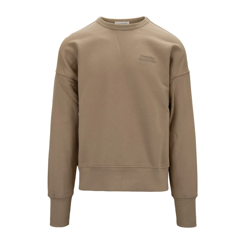 Alexander mcqueen Heren Pullover Sweatshirt met Geborduurd Logo Brown Heren