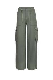 Pantaloni in cotone verde con elastico in vita e cordoncino