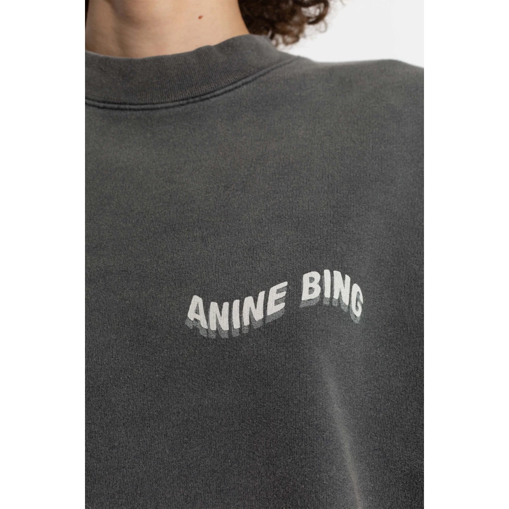 Anine Bing Sweatshirt met Geprint Logo Gray Dames