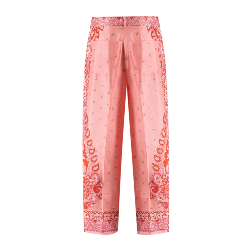 ETRO Zijden bloemenpatroon op maat gemaakte broek Pink Dames