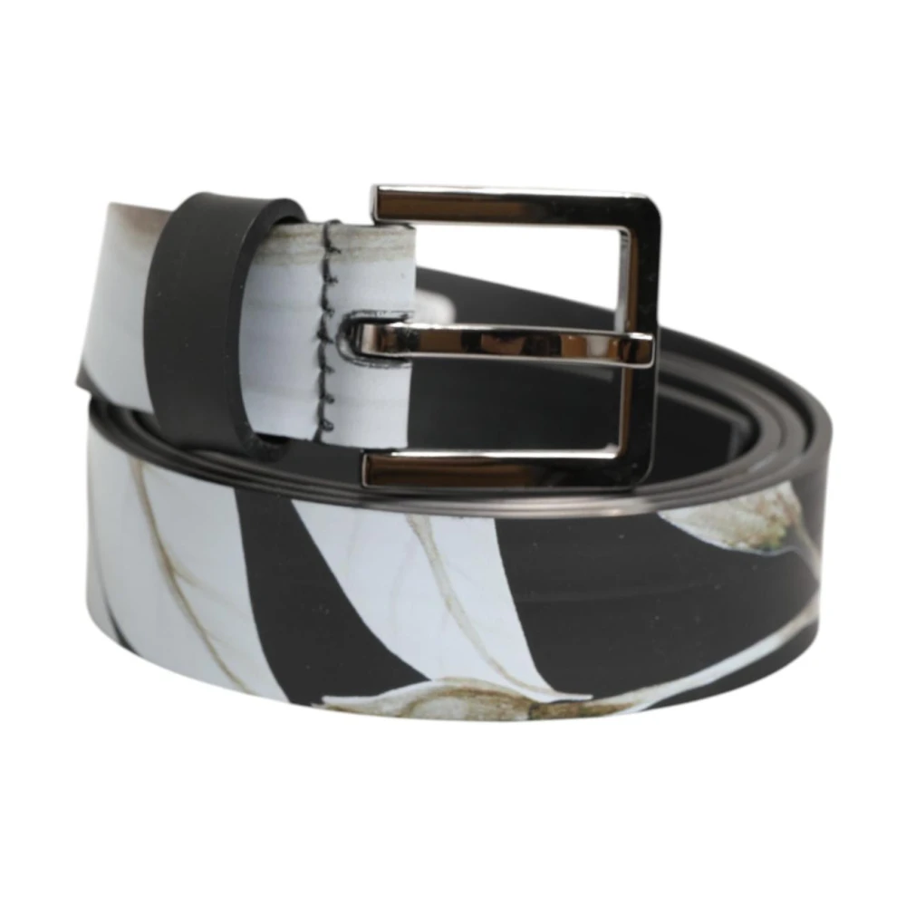 Dolce & Gabbana Men's Silver Floral Pvc Belt With Buckle