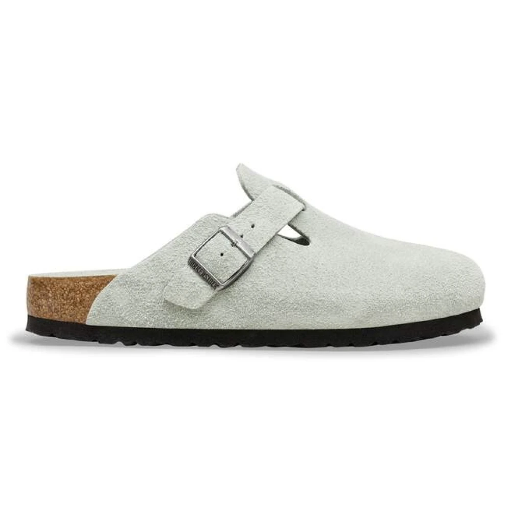 Birkenstock Women's Green Mules, 7 Uk, Boston Bs Suede Leather Narrow Fit