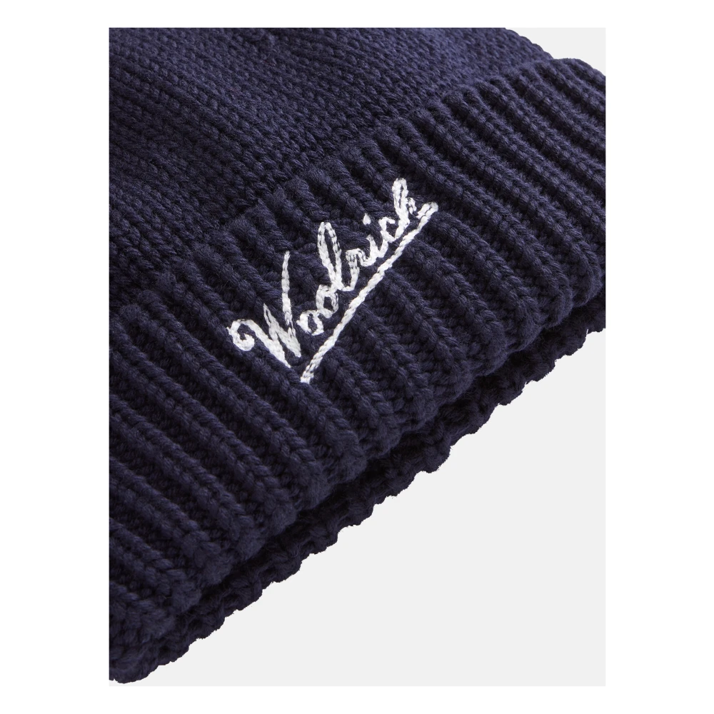 Woolrich Logo Beanie Hat Blue Unisex