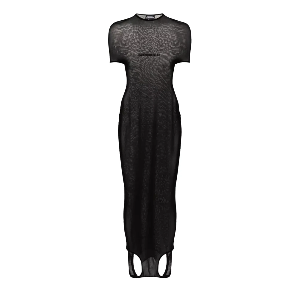 Jean Paul Gaultier Zwarte Mesh Maxi Jurk Black Dames