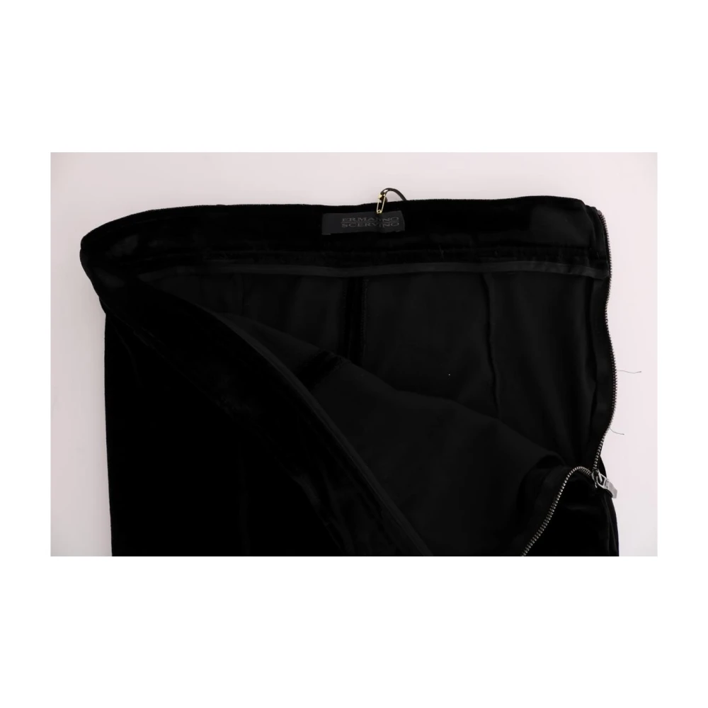 Ermanno Scervino Zwarte Fluwelen Slim Fit Hoge Taille Broek Black Dames