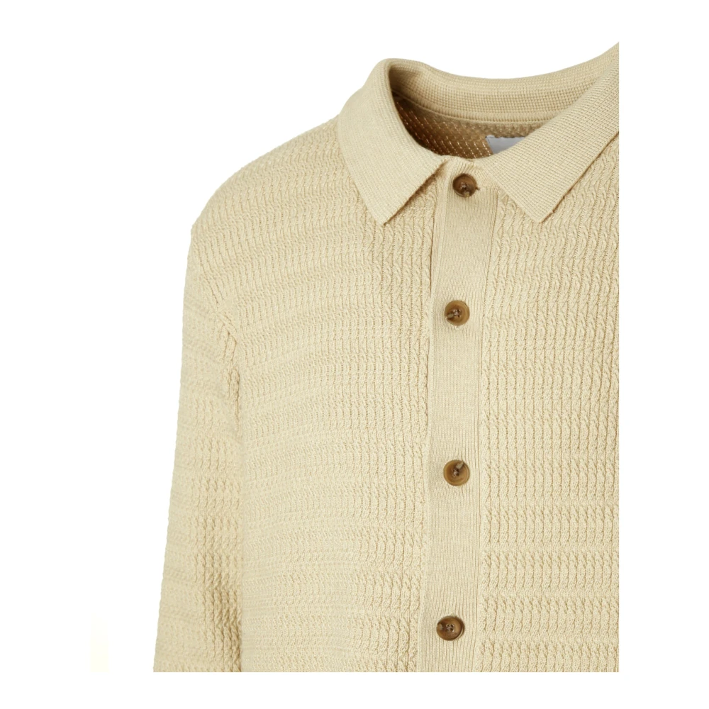 Wax London Kent Kraag Gebreide Vest met Golfpatroon Beige Heren