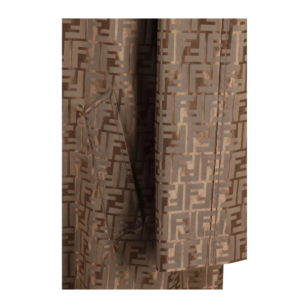 Fendi Iconische Jacquard Geweven Katoenen Jas Brown Dames