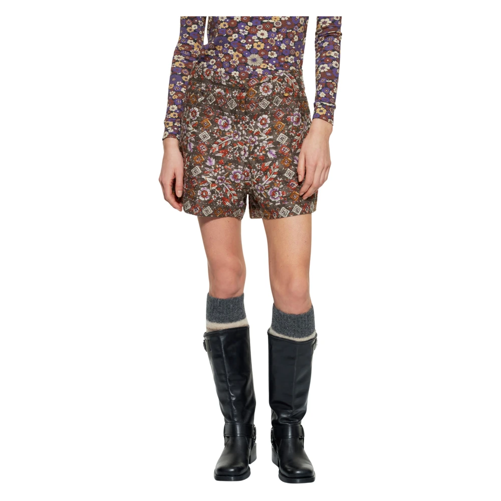 Antik batik Bloemen gequilt print shorts Brown Dames