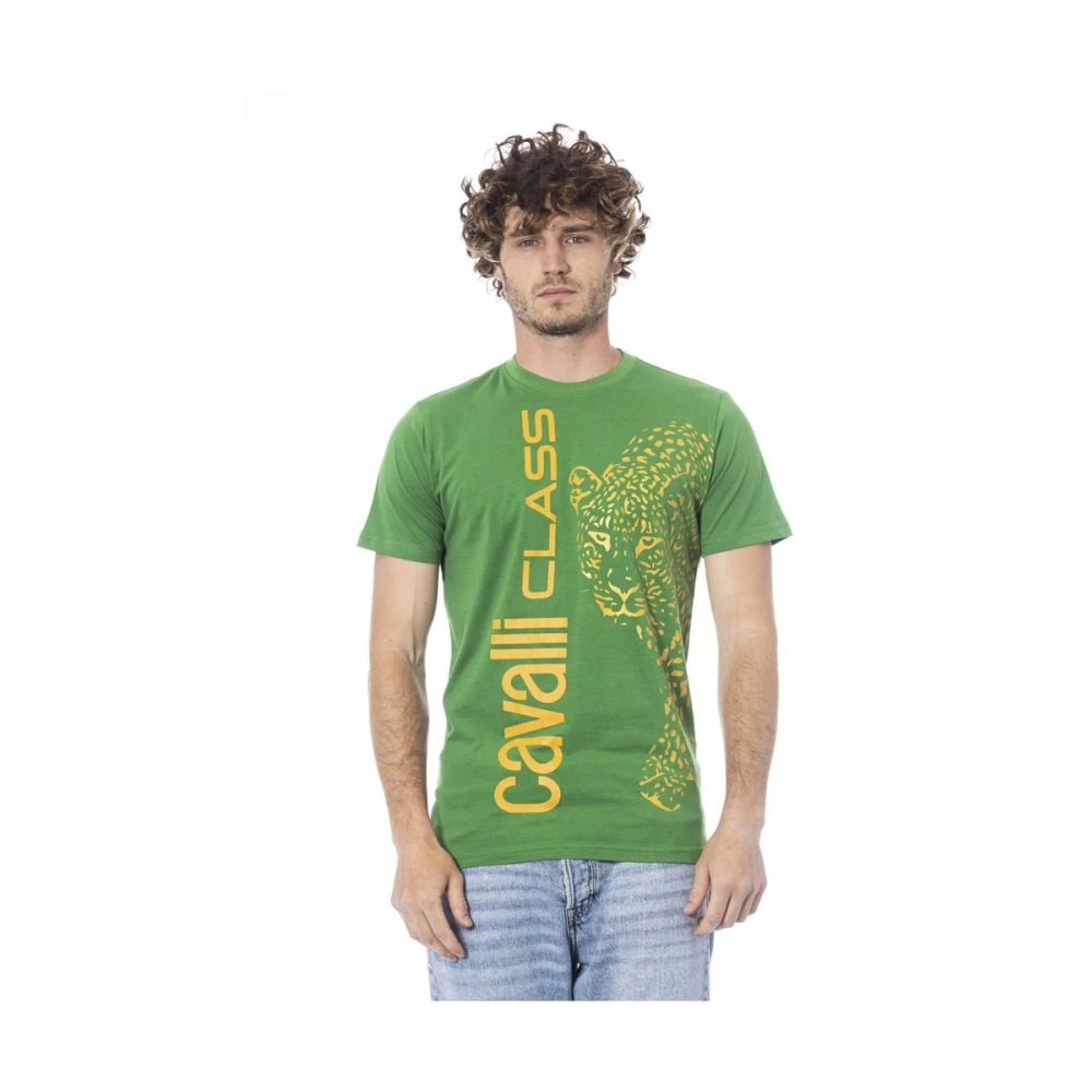 Cavalli Class Logo Print Korte Mouw T-shirt Green Heren