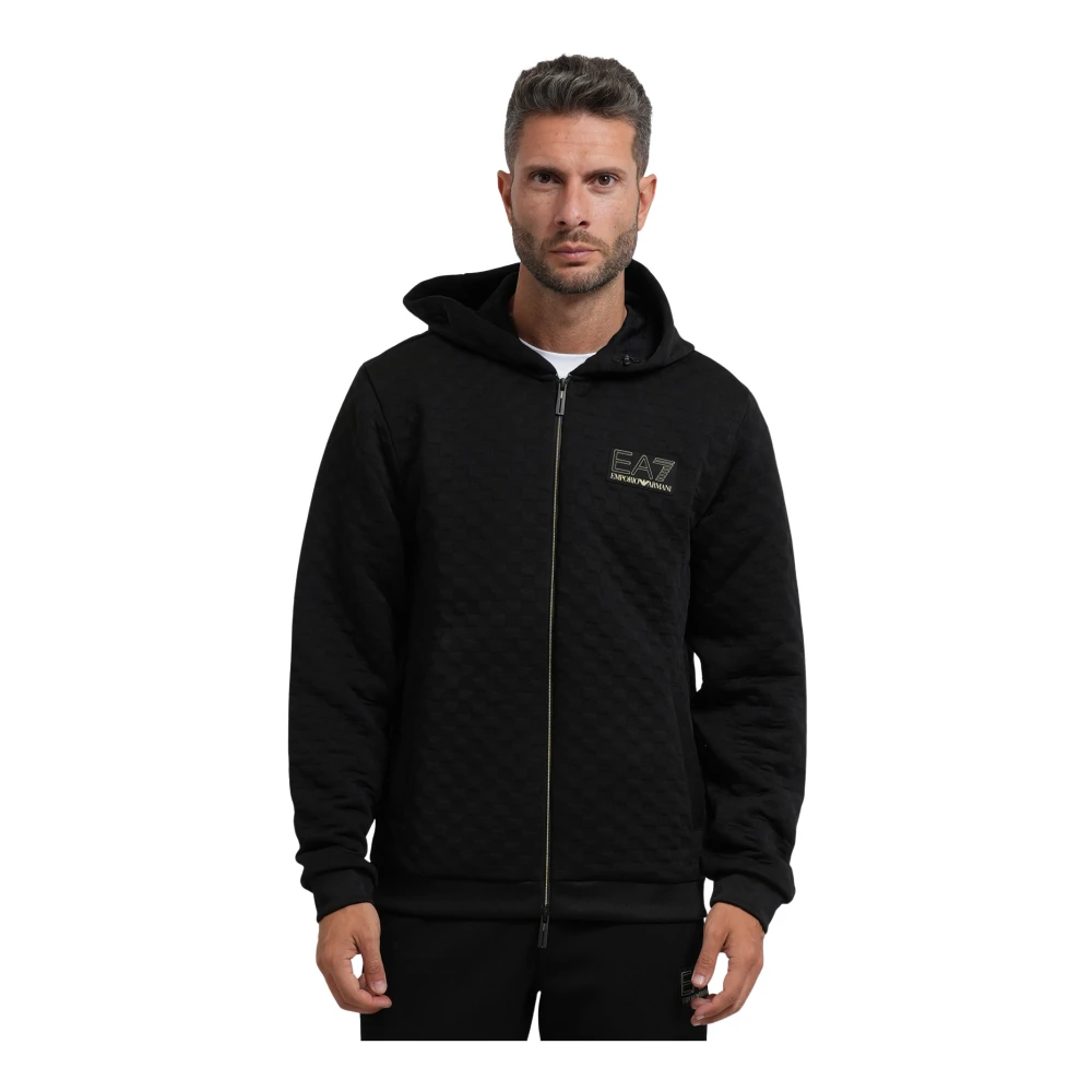 Ea7 Felpa Premium Label Con Cappuccio E Zip Intera - Immagine 2