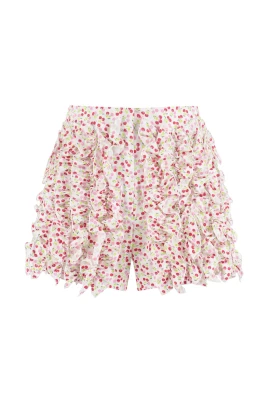 Ruffled Cherry Print Shorts