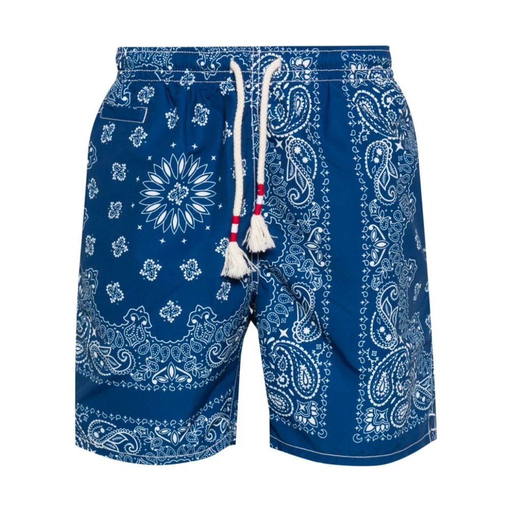 Navy Blue Bandana Print Swim Shorts