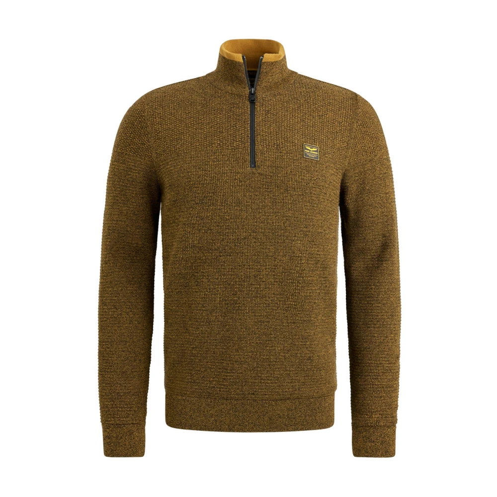 PME Legend Halve rits katoen mouline trui Brown Heren