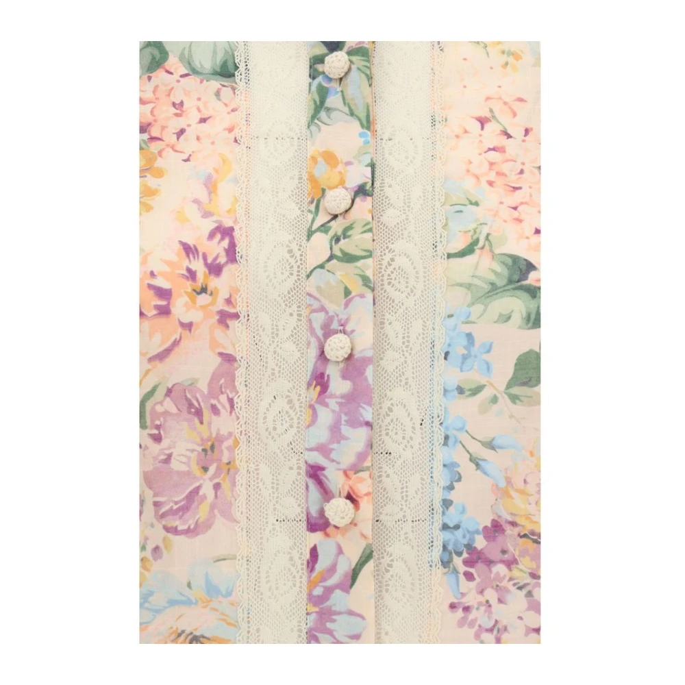 Zimmermann Katoenen overhemd met bloemenprint en kant Multicolor Dames