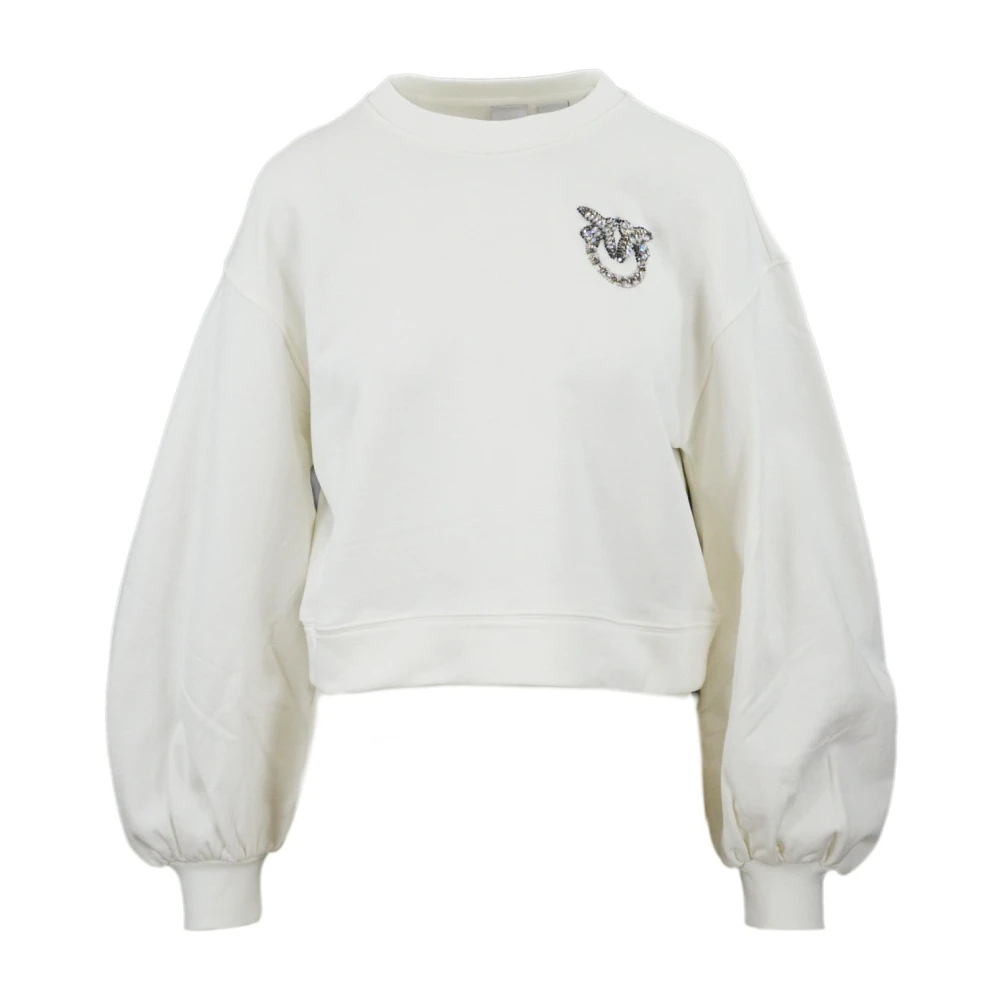 Pinko Zwarte Katoenen Crew Neck Sweatshirt Beige Dames