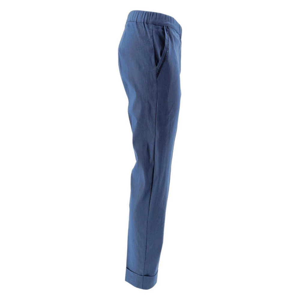 D.Exterior Blauwe Linnen Slim-Fit Broek met Lurex Blue Dames