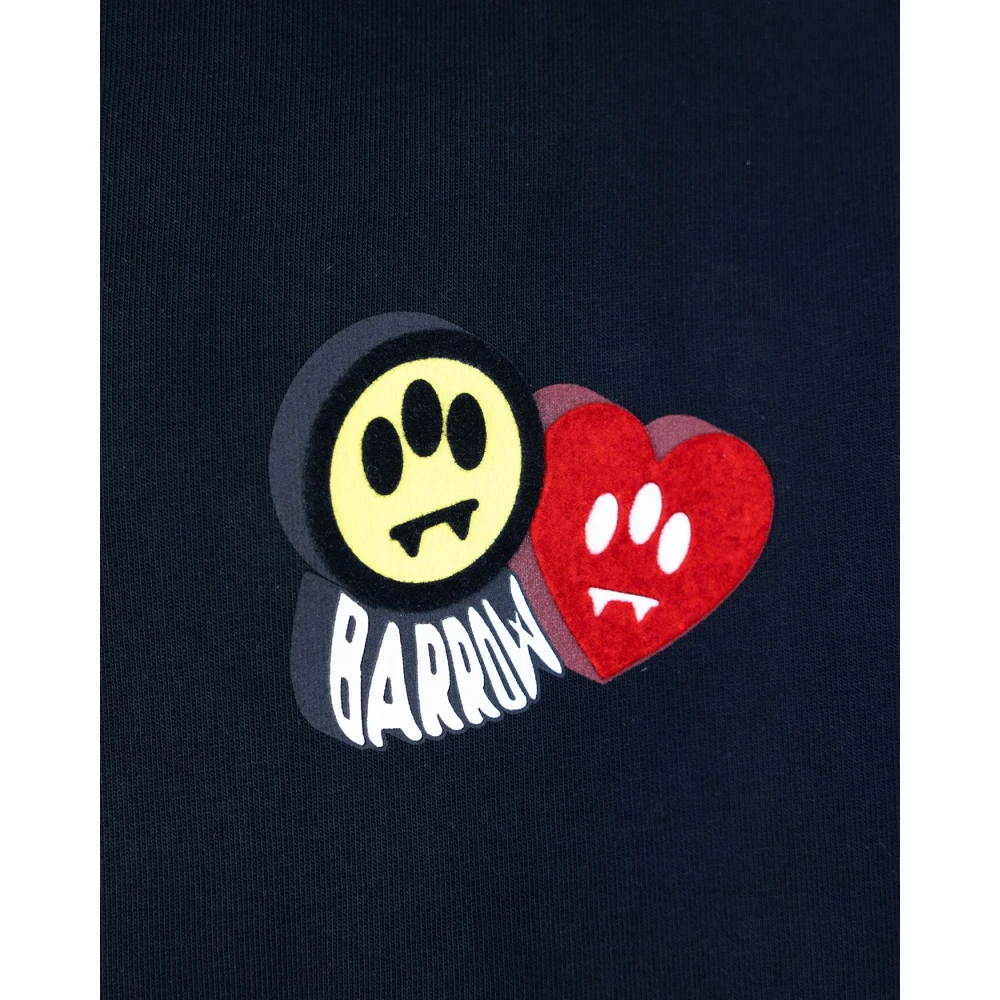 Barrow Zwarte hoodie met print voor en achter Black Heren