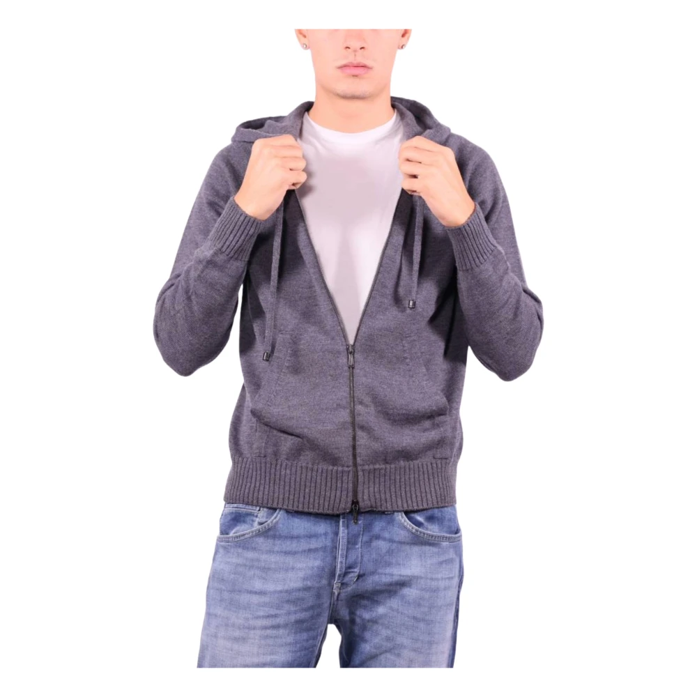 Drumohr Antraciet Merinowol Hoodie Trui Gray Heren