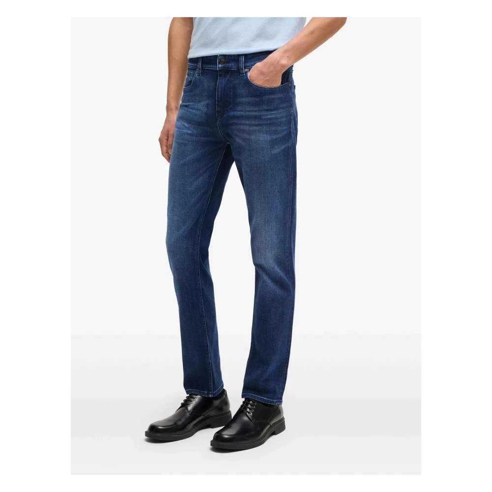 Hugo Boss Stretch slim fit jeans met logo Blue Heren