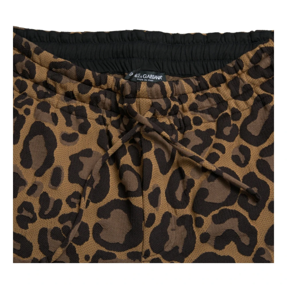 Dolce & Gabbana Leopard Print Jogger Broek Chic Stijl Brown Heren