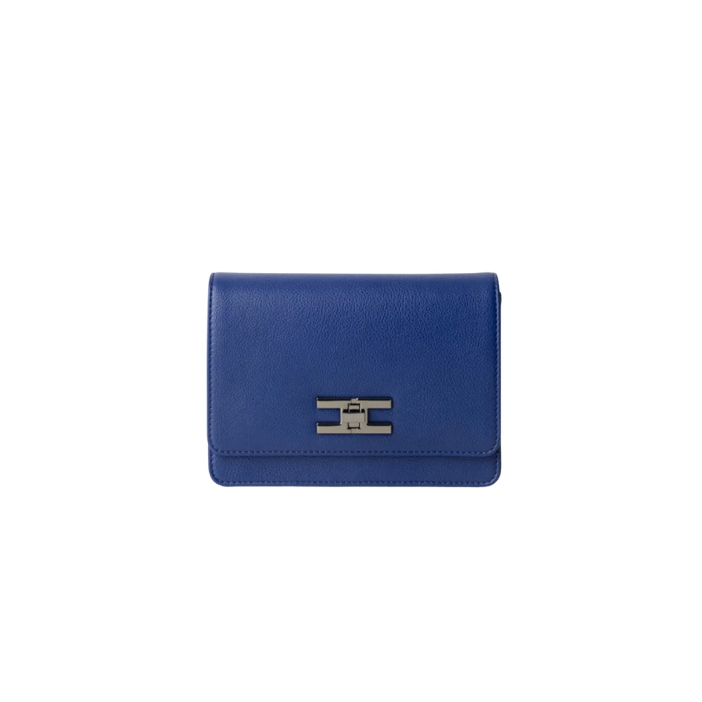 Elisabetta Franchi Stijlvolle Leren Handtas Blue Dames
