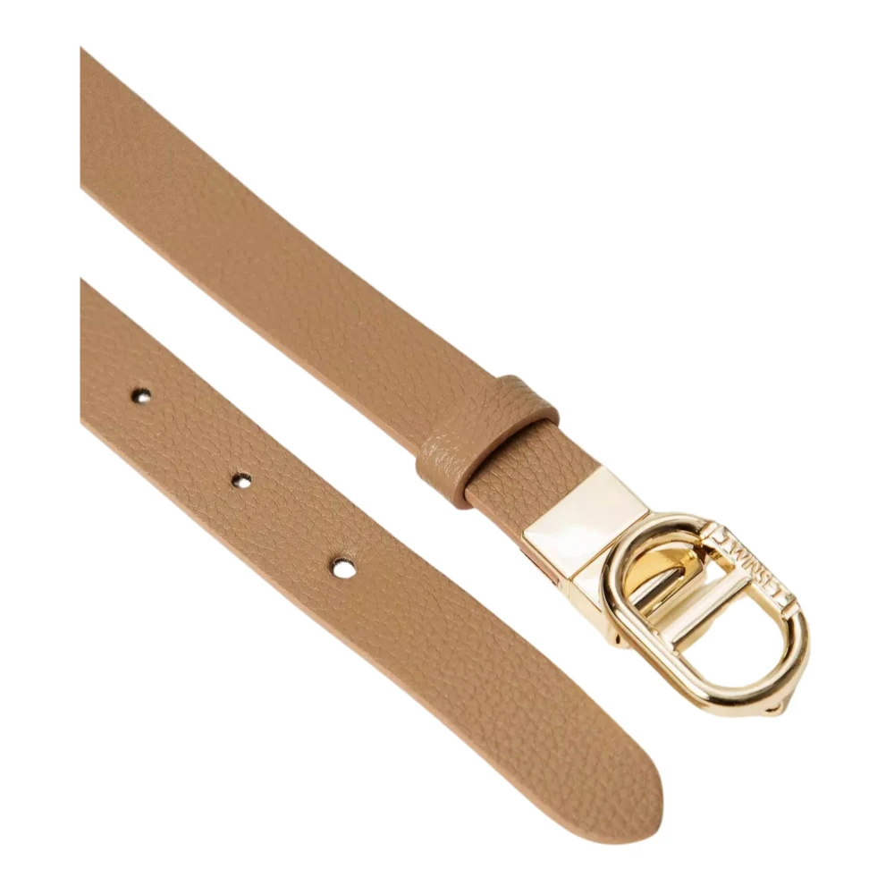 Twinset Omkeerbare Leren Riem met Ovaal Gesp Brown Dames