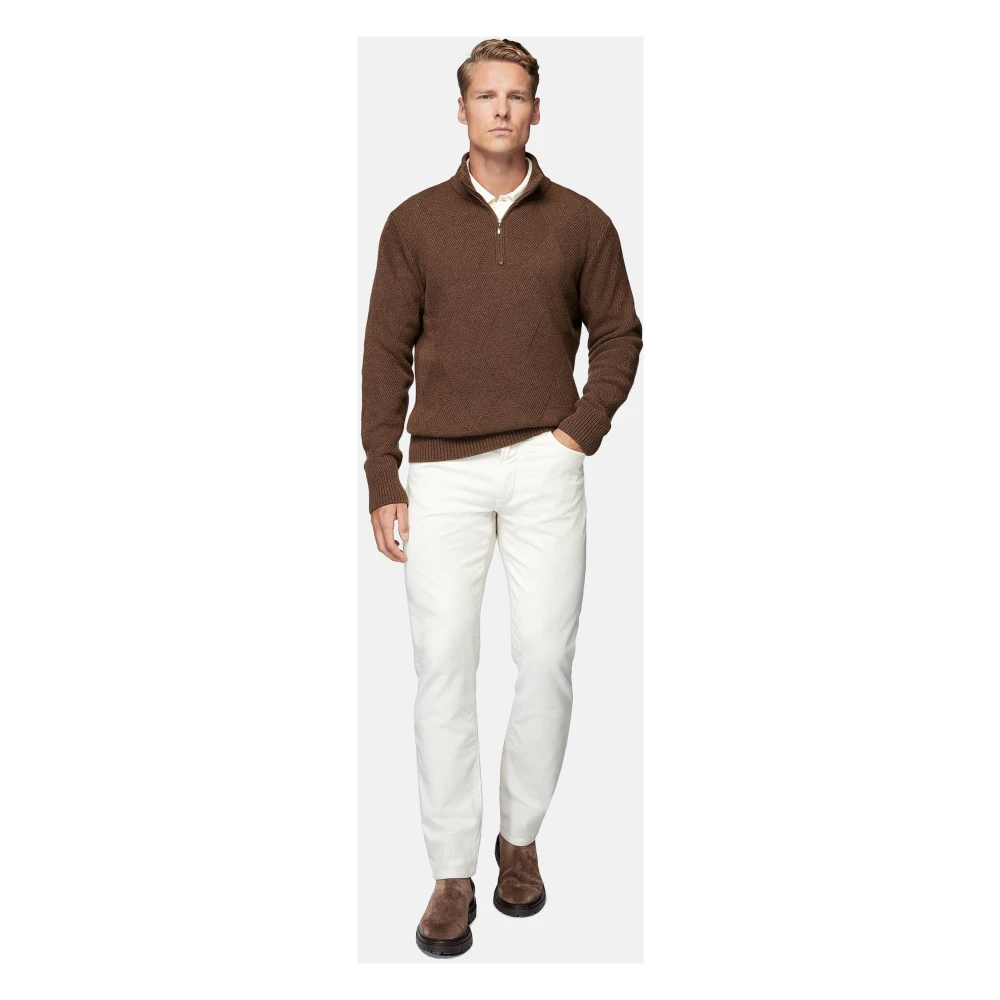 Boggi Milano Half-Zip Jumper Brown Heren