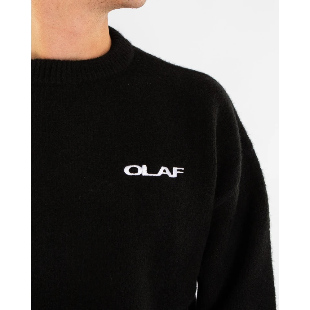 Olaf Hussein Gebreide Crewneck Trui Black Heren