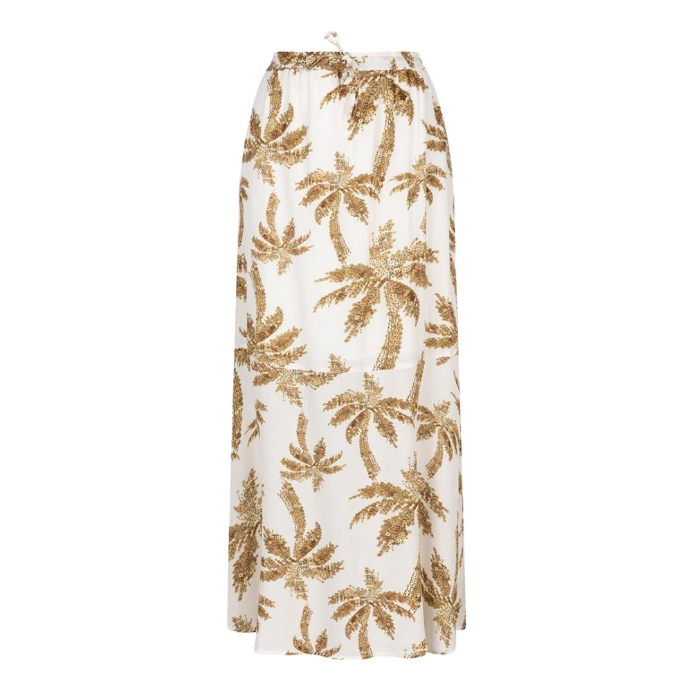 Esqualo Paradise Palm Print Rok Beige Dames