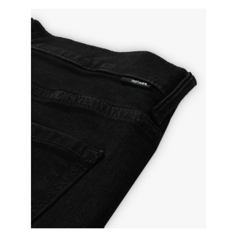 Mother Zwarte Cropped Denim Step Fray Jeans Black Dames
