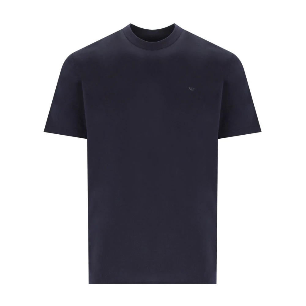 Emporio Armani T-shirt met kanten inzetstukken Blue Heren