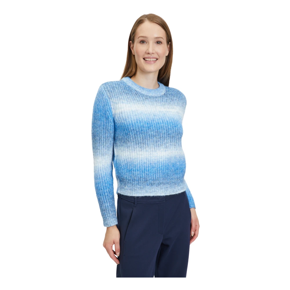 Betty & Co Casual Gebreide Trui met Ronde Hals Blue Dames
