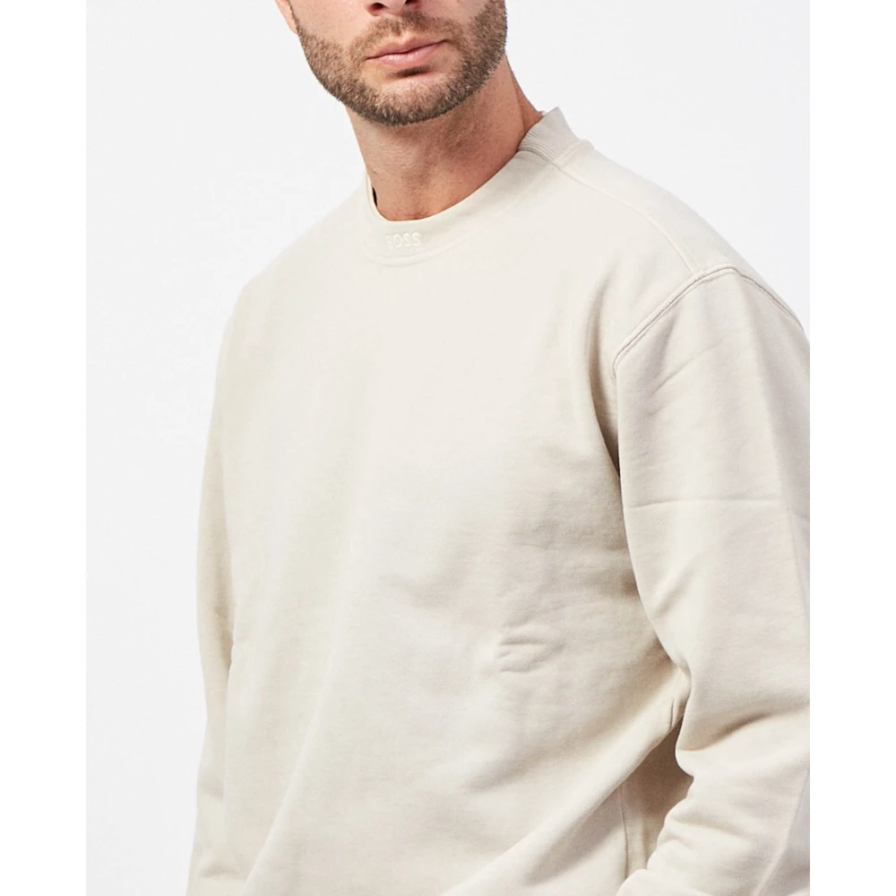 Boss Beige Crewneck Sweater Orange Collection Beige Heren