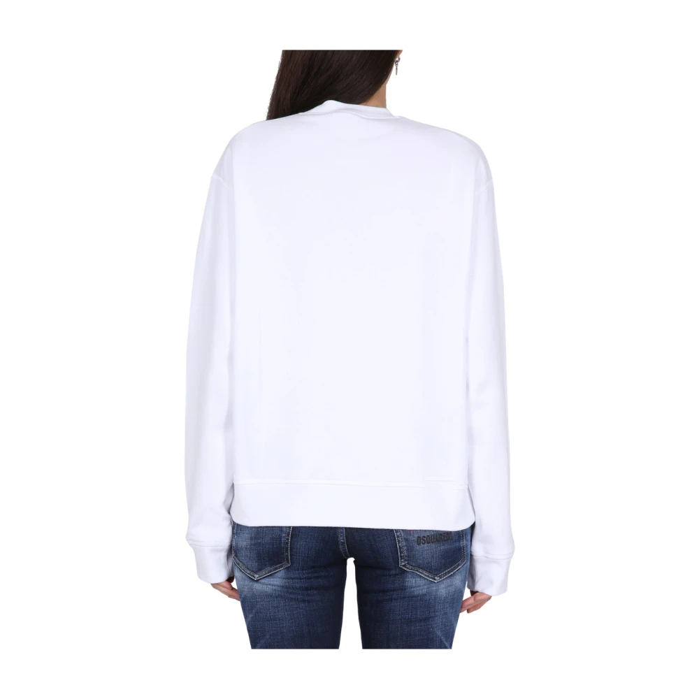 Dsquared2 Game Lover Sweatshirt met Front Logo White Dames