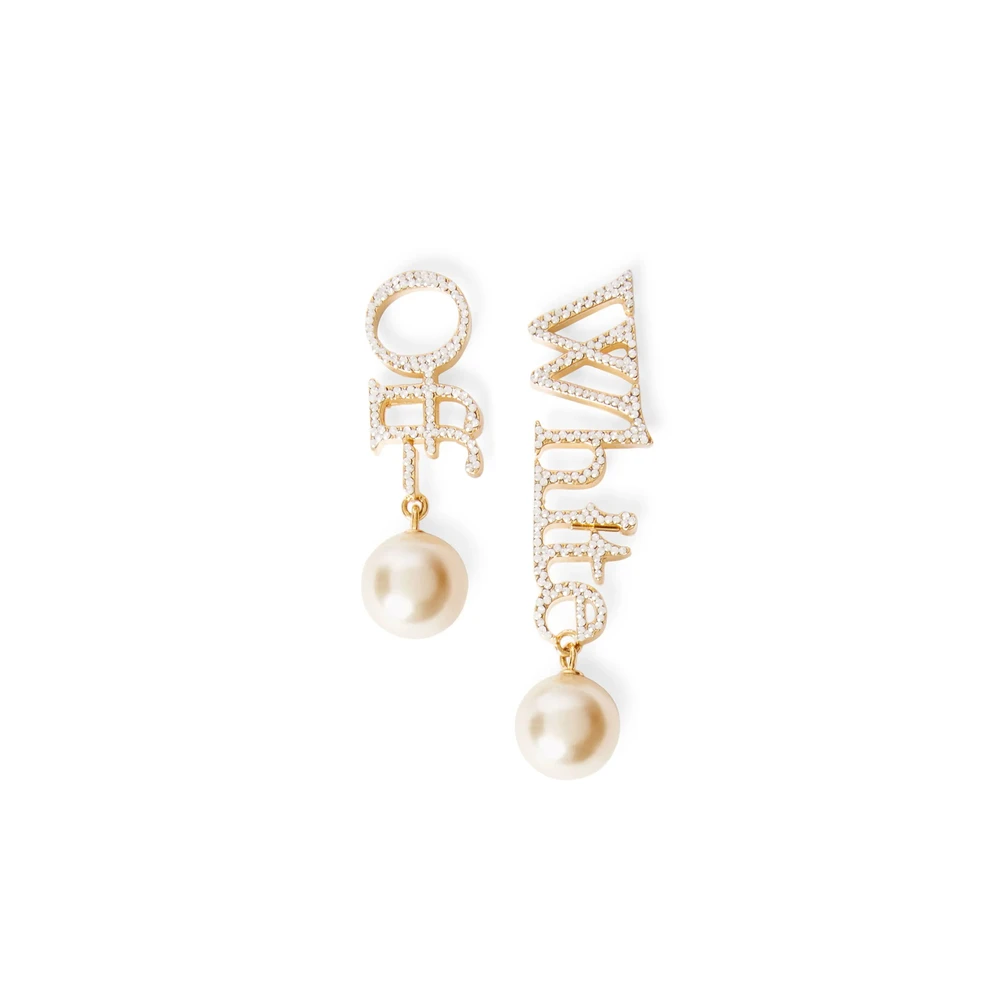 Off White, Accessoarer, Dam, ONE Size, Guldton Drop Örhängen för piercade öron