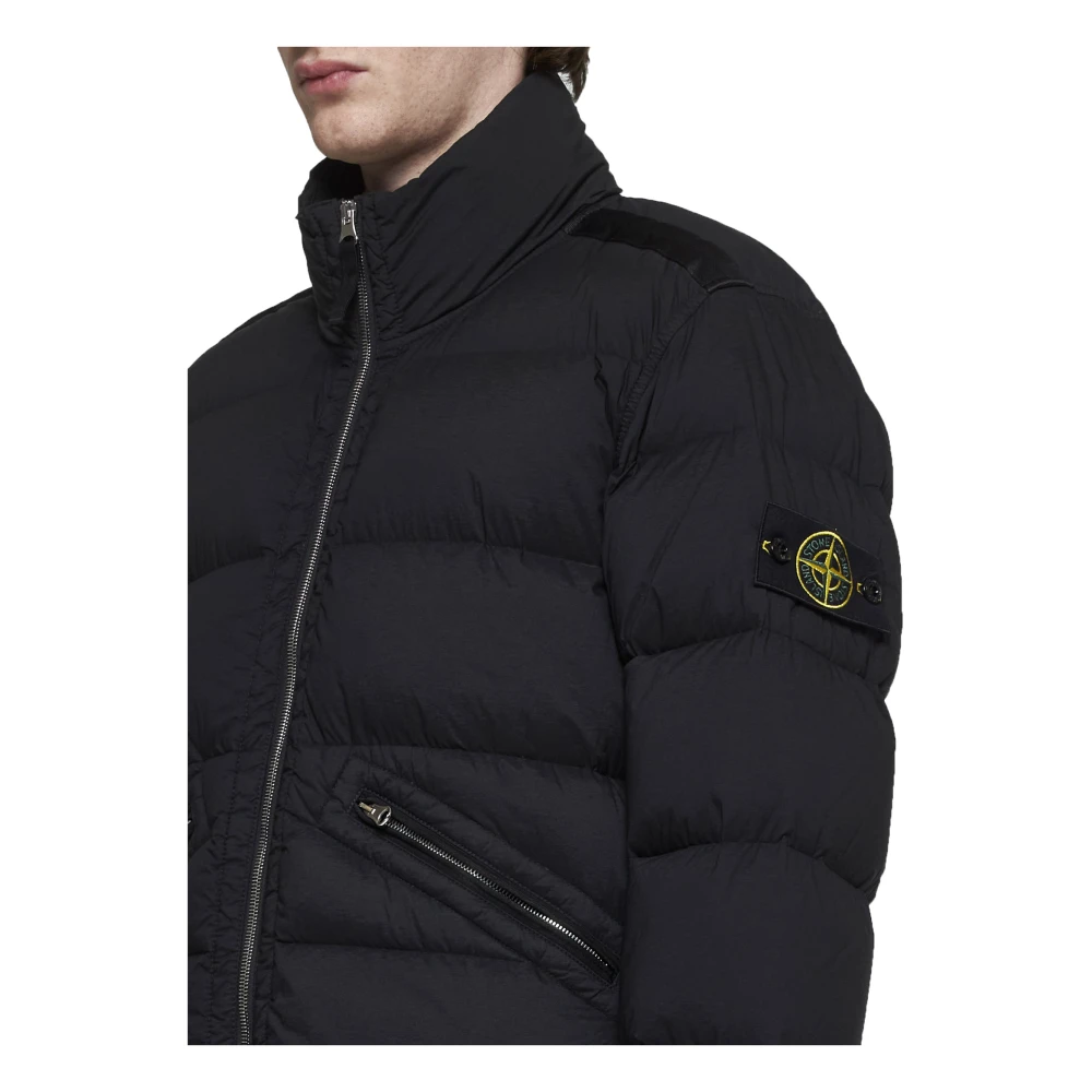 Stone Island Gewatteerde Donsjack Zwart Black Heren