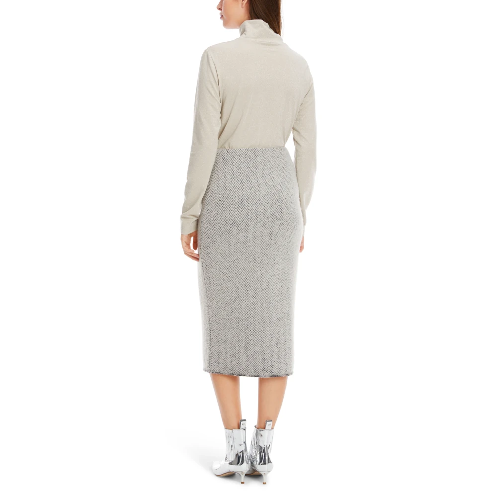 Marc Cain Trendy Midi Gebreide Rok Beige Dames
