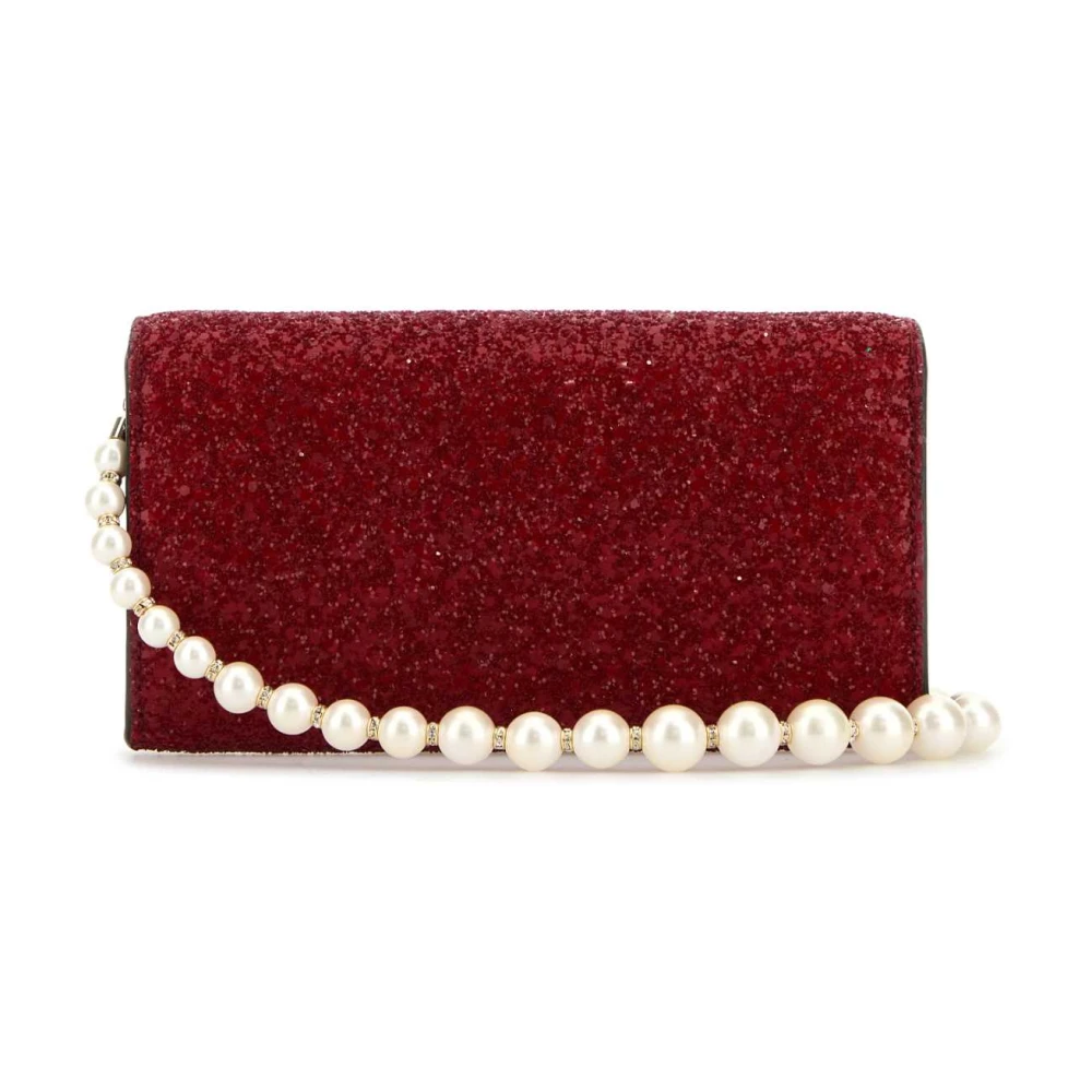 Jimmy Choo Stijlvolle Avenue Versierde Stoffen Portemonnee Red Dames