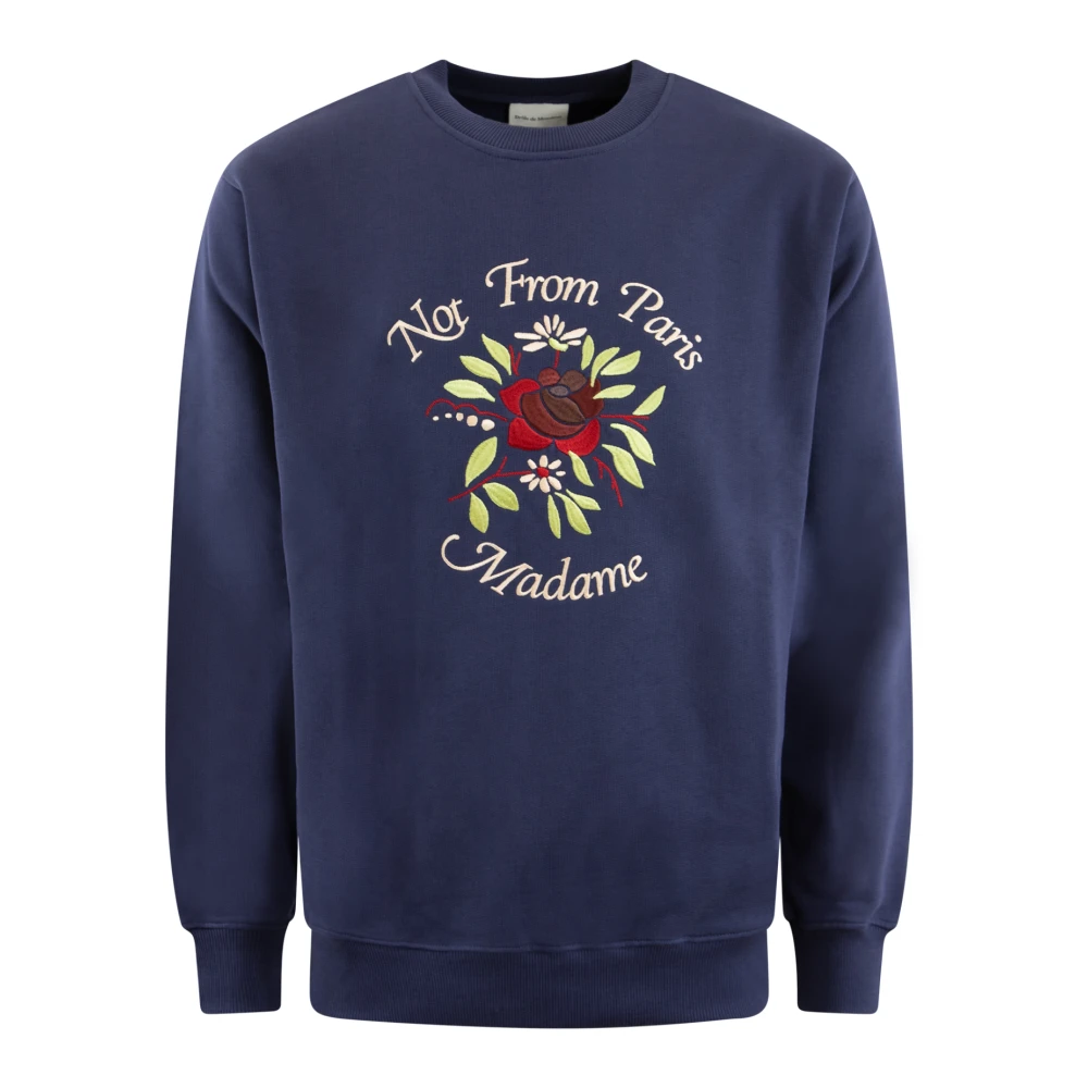 Drole de Monsieur Bloemen Slogan Sweater Blue Heren
