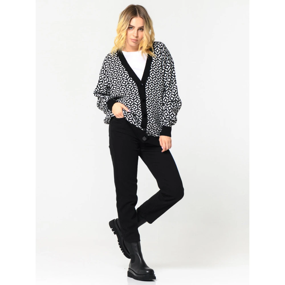 Cesare Gaspari Geometrische Gebreide Vest Black Dames