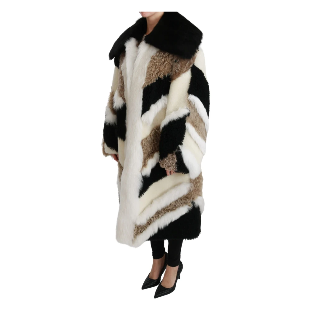 Dolce & Gabbana Luxe Multicolor Shearling Cape Coat Multicolor Dames